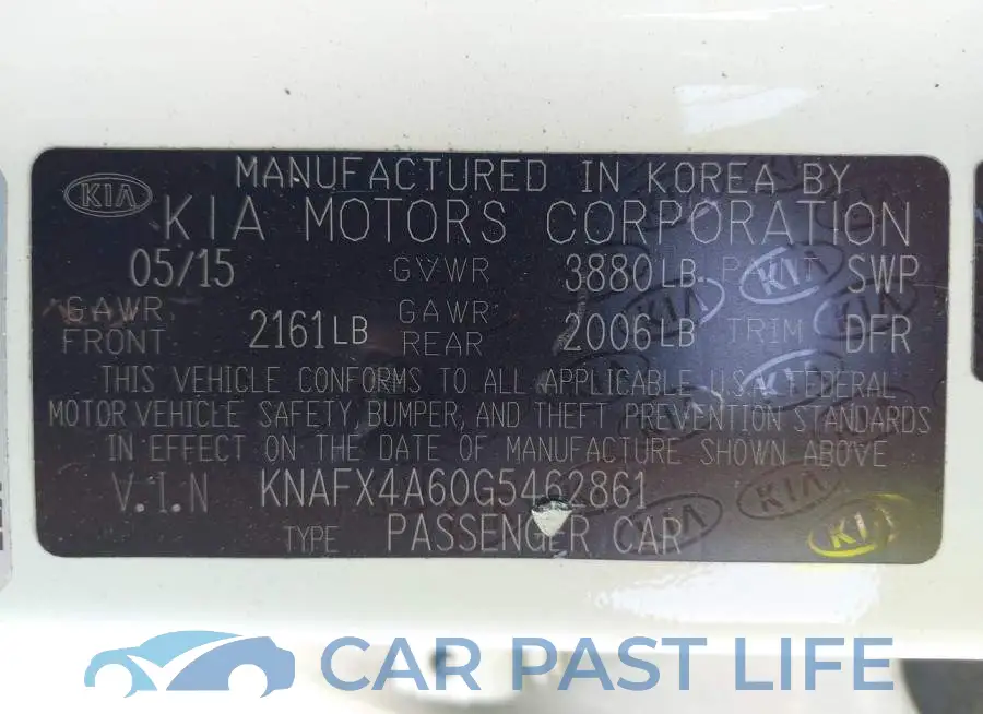 KNAFX4A60G5462861# 9