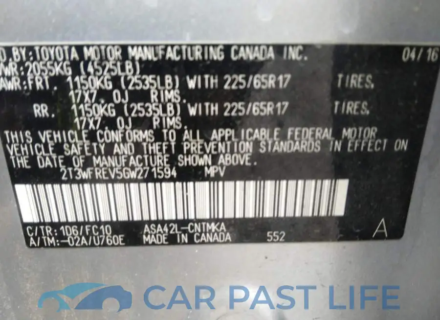 2T3WFREV5GW271594# 9