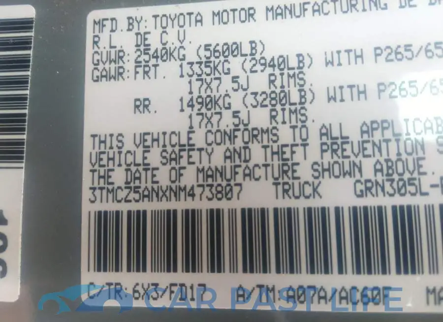 3TMCZ5ANXNM473807# 9