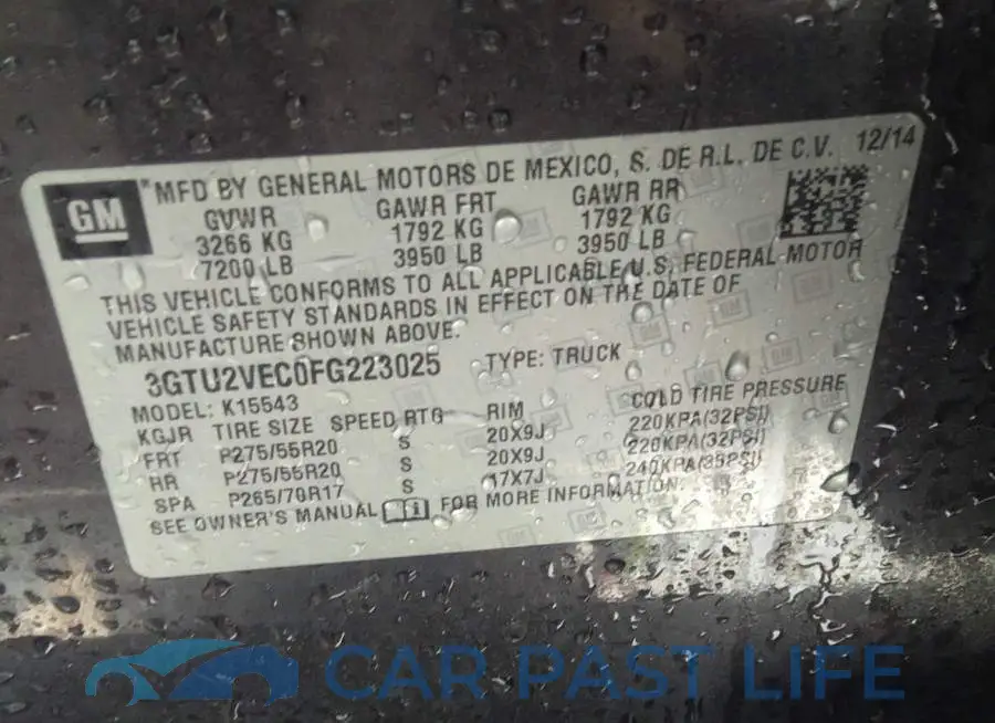 3GTU2VEC0FG223025# 9
