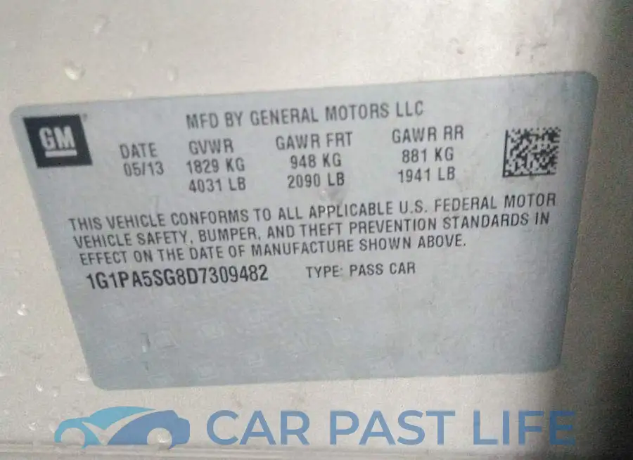 1G1PA5SG8D7309482# 9