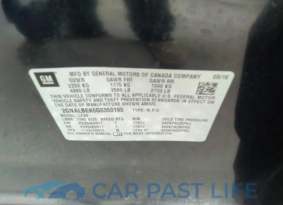 2GNALBEK6G6350193# 9