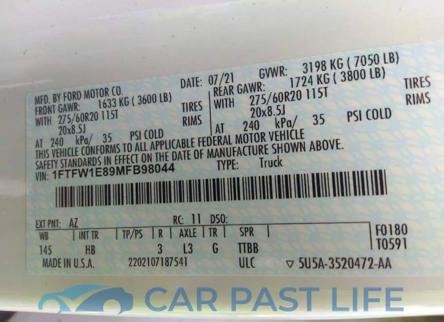 1FTFW1E89MFB98044# 9