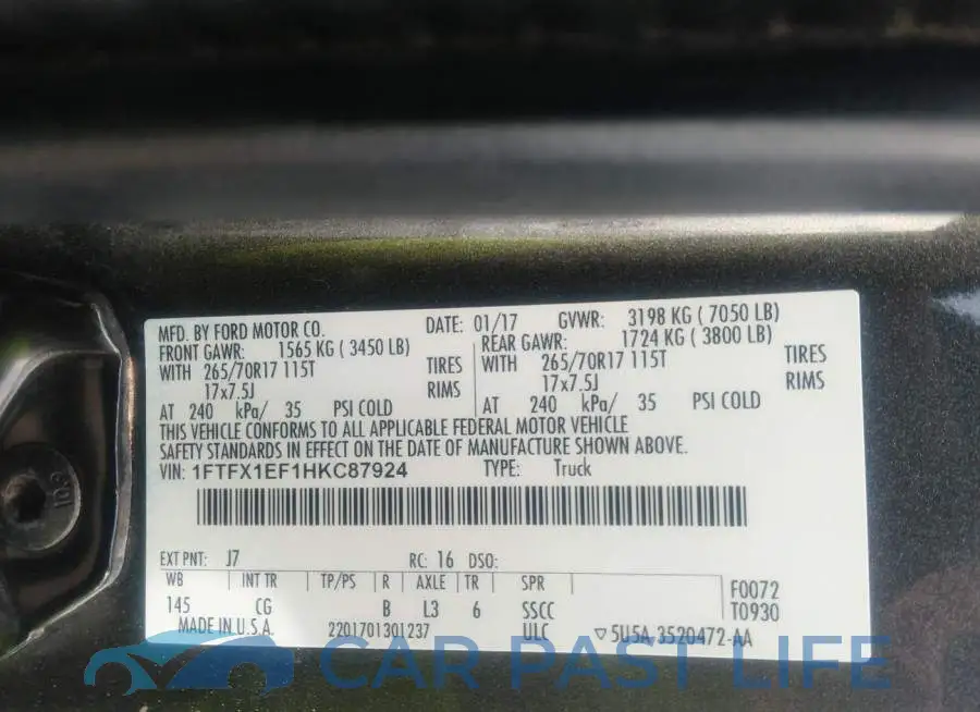 1FTFX1EF1HKC87924# 9