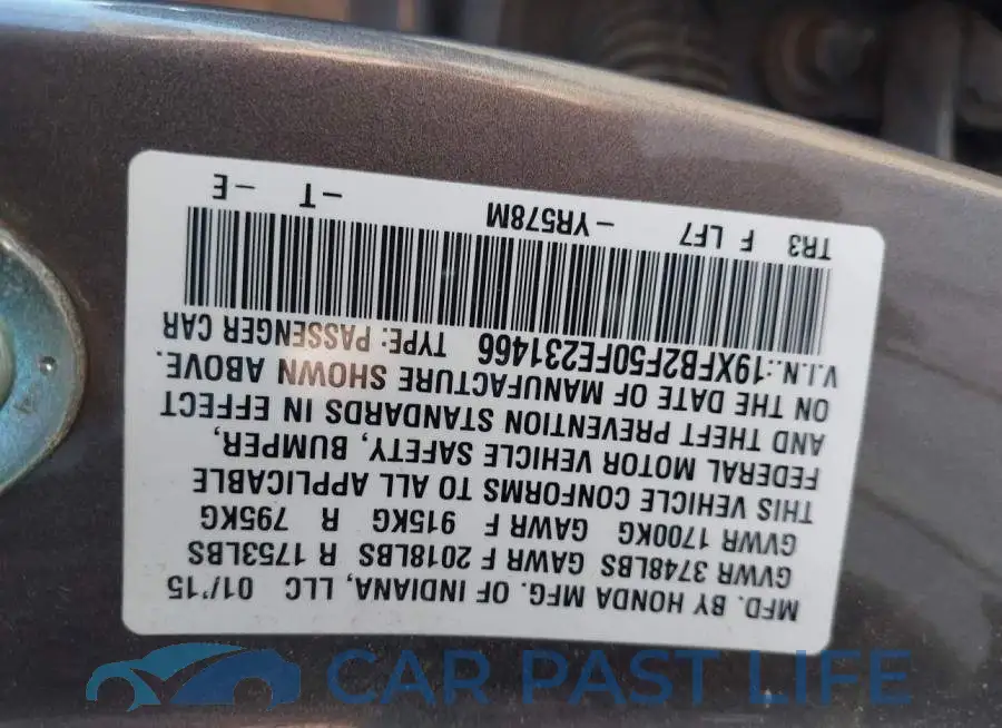 19XFB2F50FE231466# 9