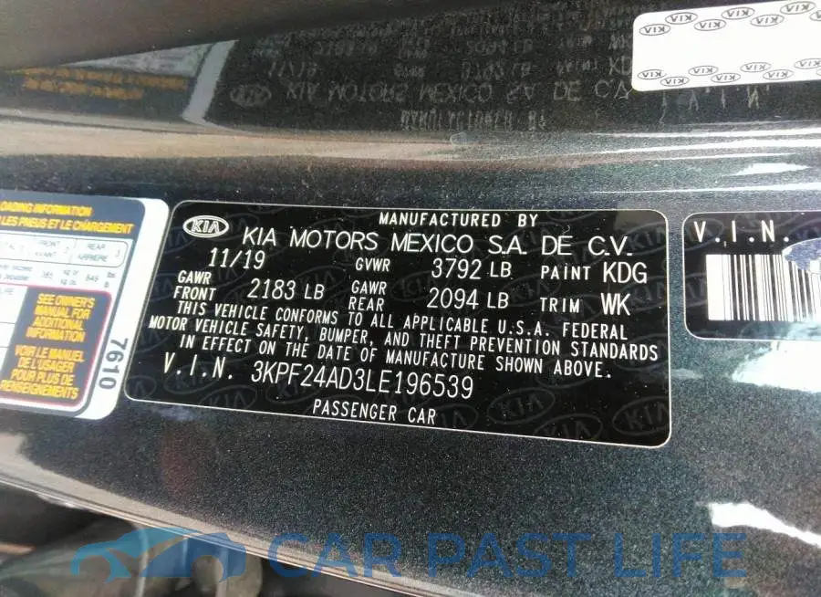 3KPF24AD3LE196539# 9