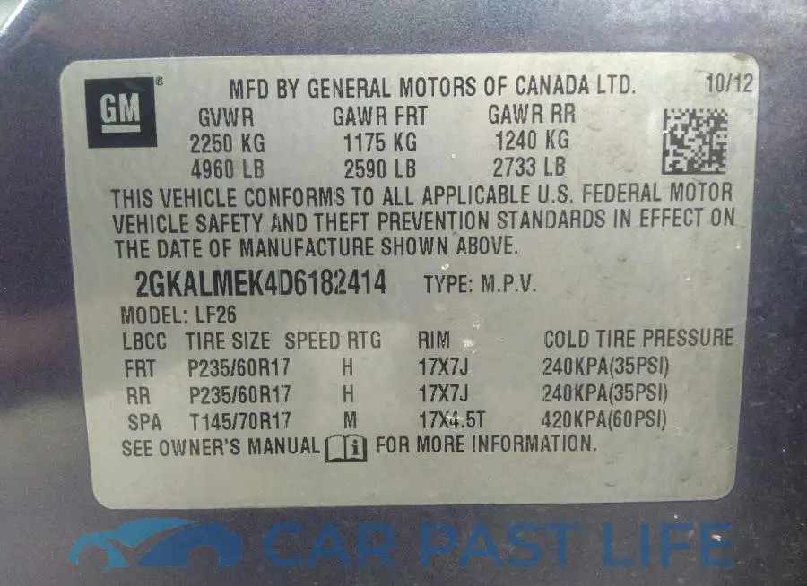2GKALMEK4D6182414# 9