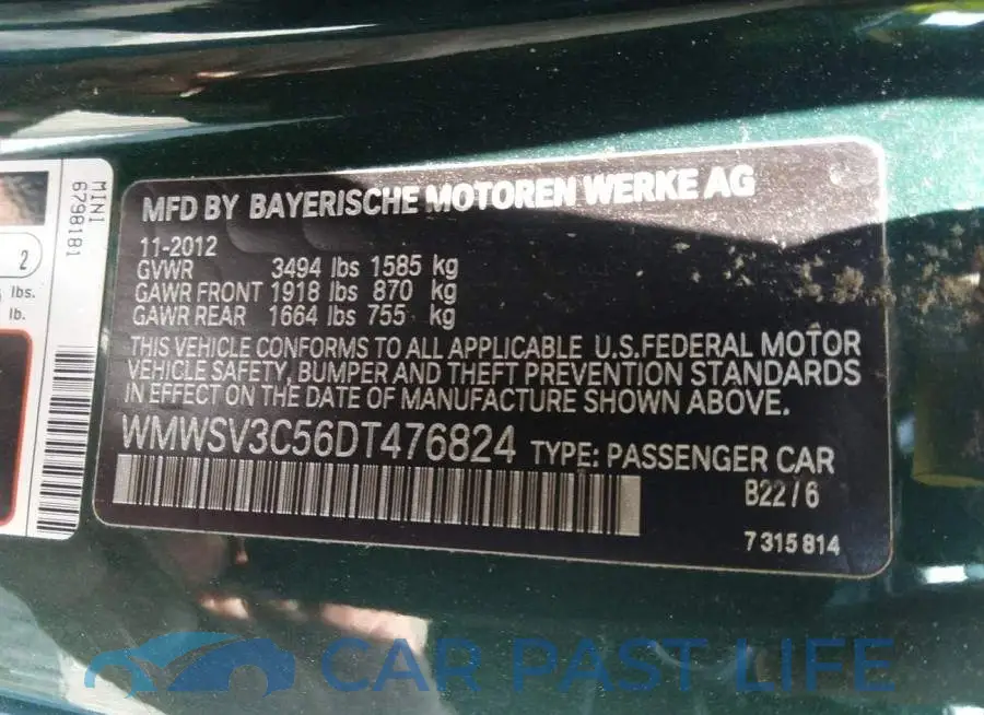 WMWSV3C56DT476824# 9