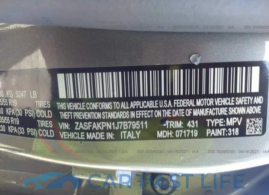 ZASFAKPN1J7B79511# 9