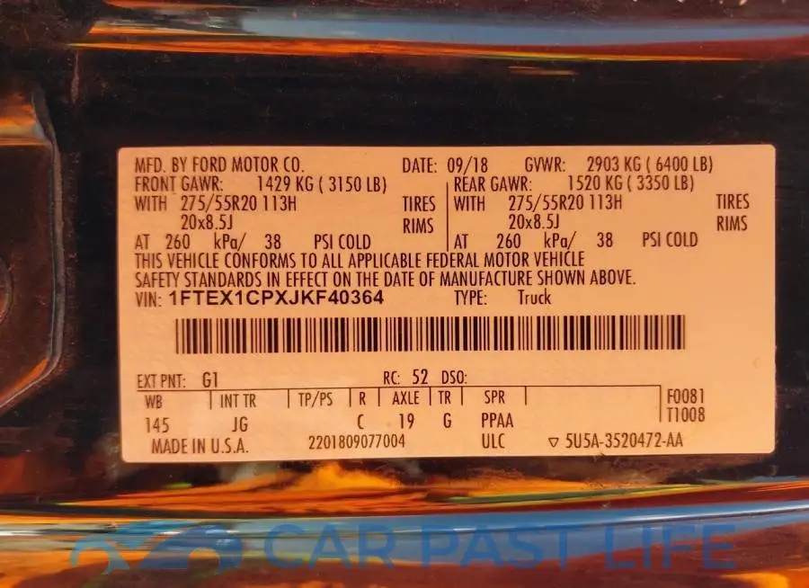 1FTEX1CPXJKF40364# 9