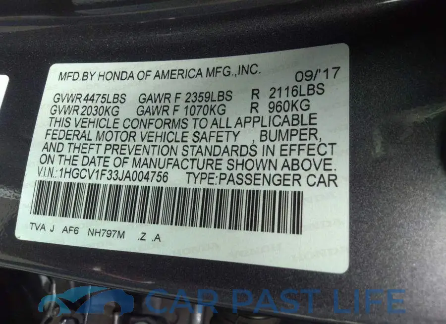 1HGCV1F33JA004756# 9