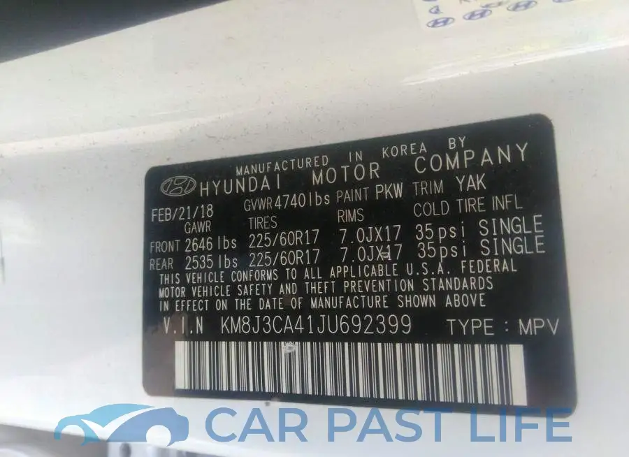 KM8J3CA41JU692399# 9