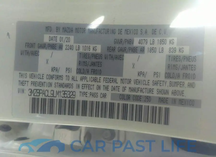 3MZBPACL9LM135329# 9