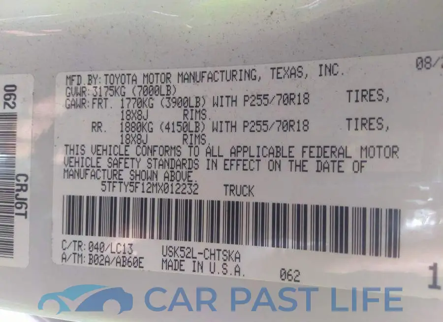 5TFTY5F12MX012232# 9