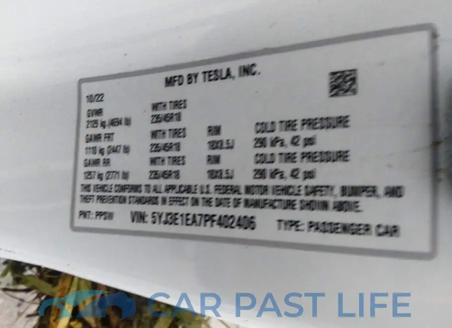 5YJ3E1EA7PF402406# 9