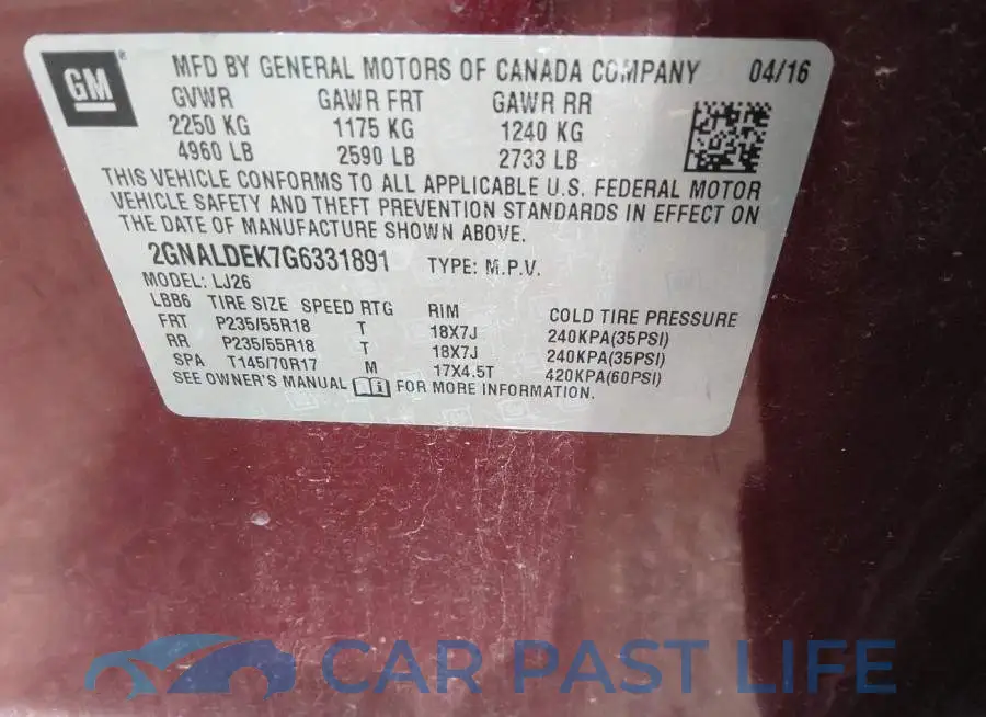2GNALDEK7G6331891# 9