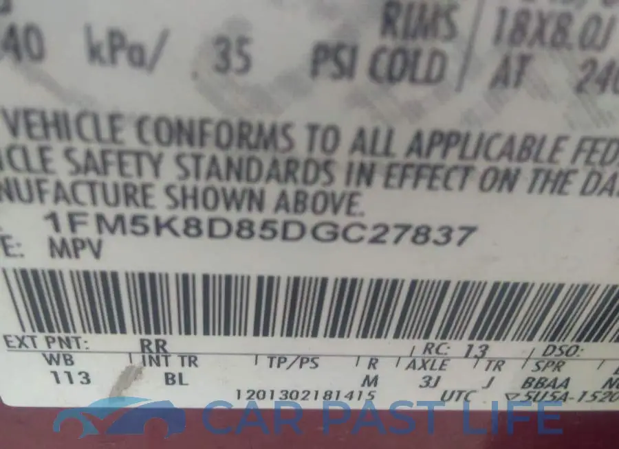 1FM5K8D85DGC27837# 9
