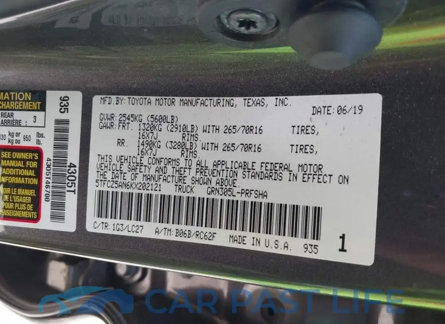5TFCZ5AN6KX202121# 9