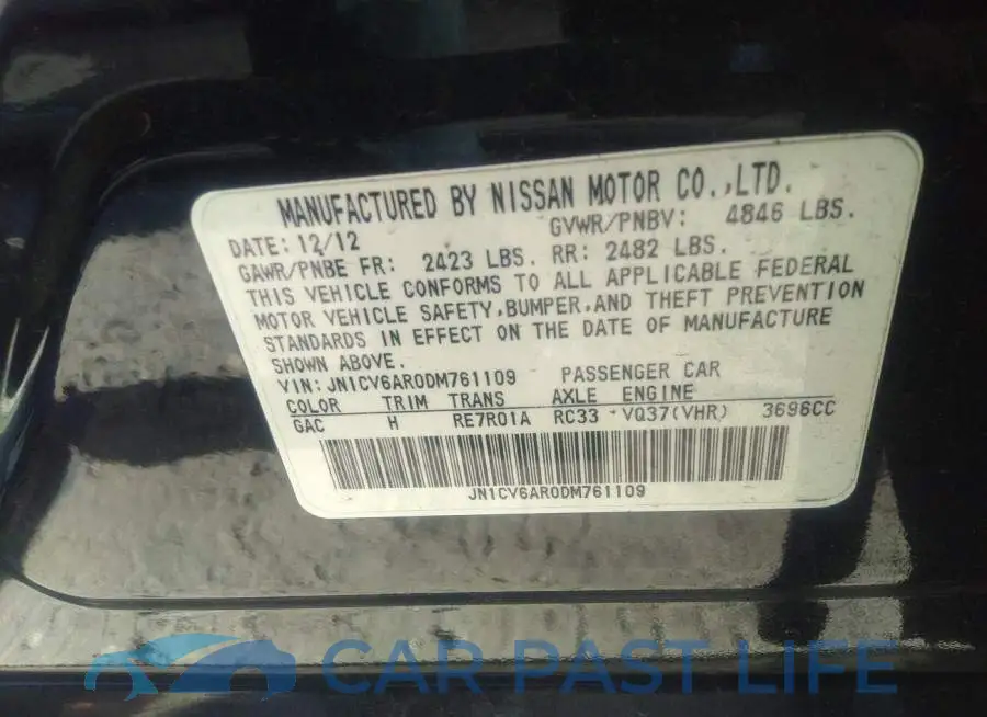 JN1CV6AR0DM761109# 9