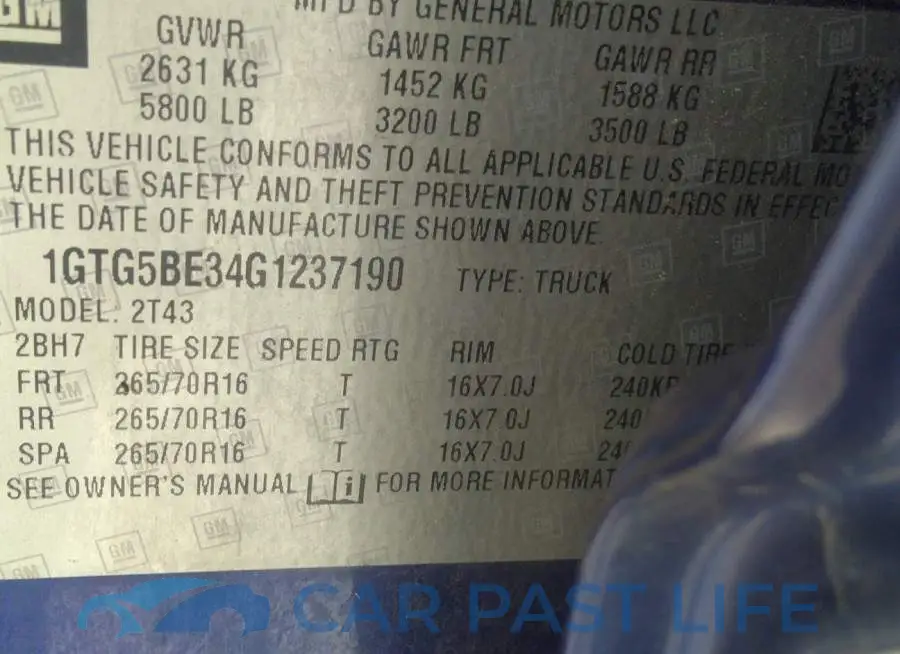 1GTG5BE34G1237190# 9