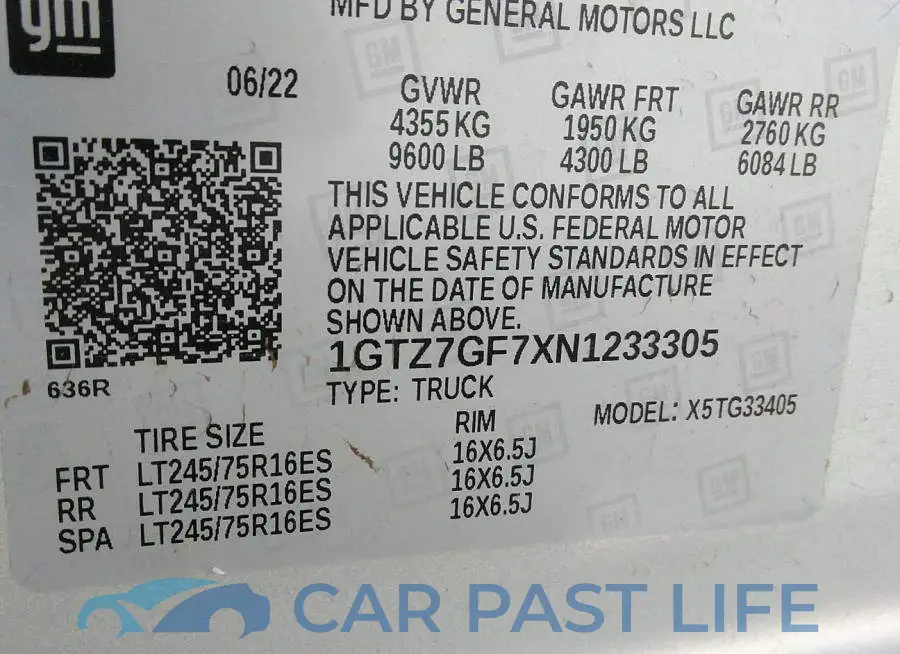1GTZ7GF7XN1233305# 9