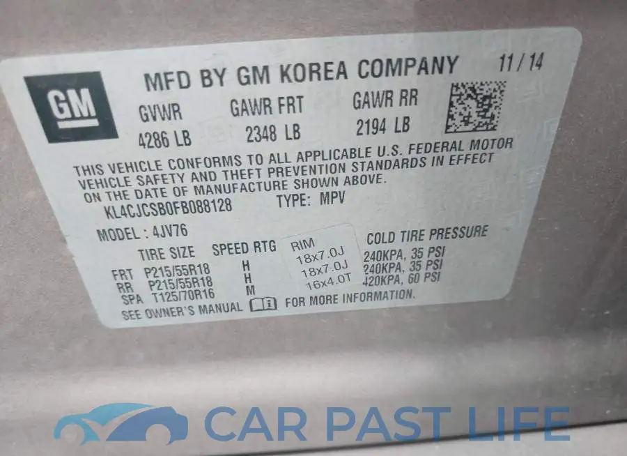 KL4CJCSB0FB088128# 9