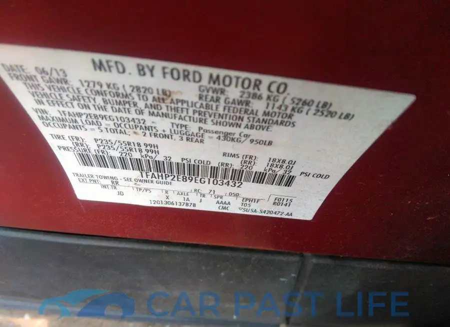 1FAHP2E89EG103432# 9