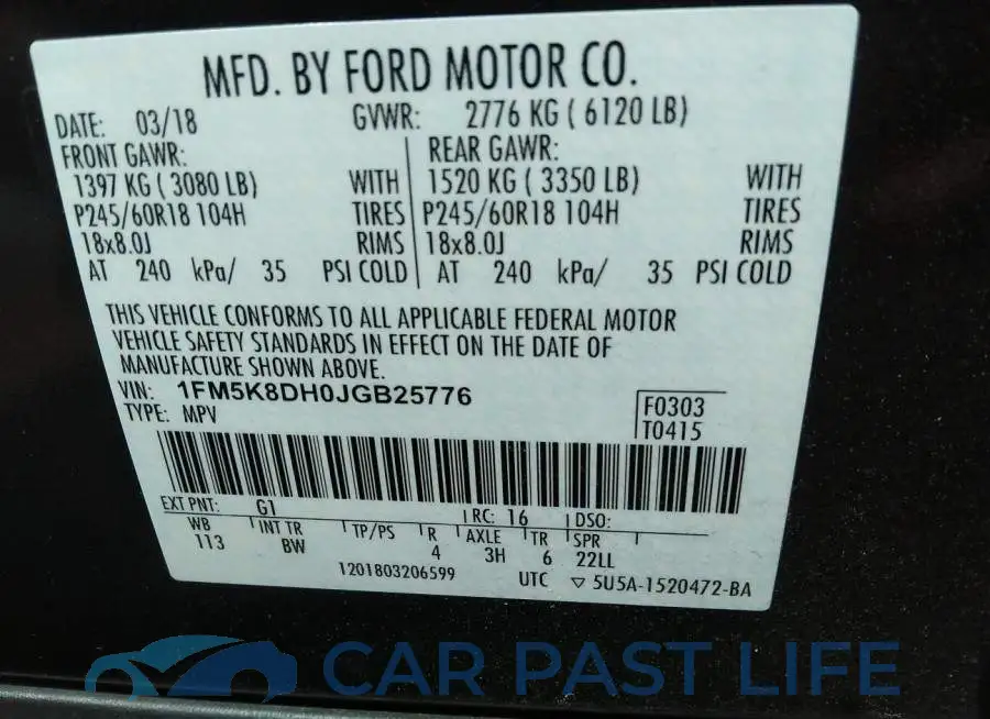 1FM5K8DH0JGB25776# 9