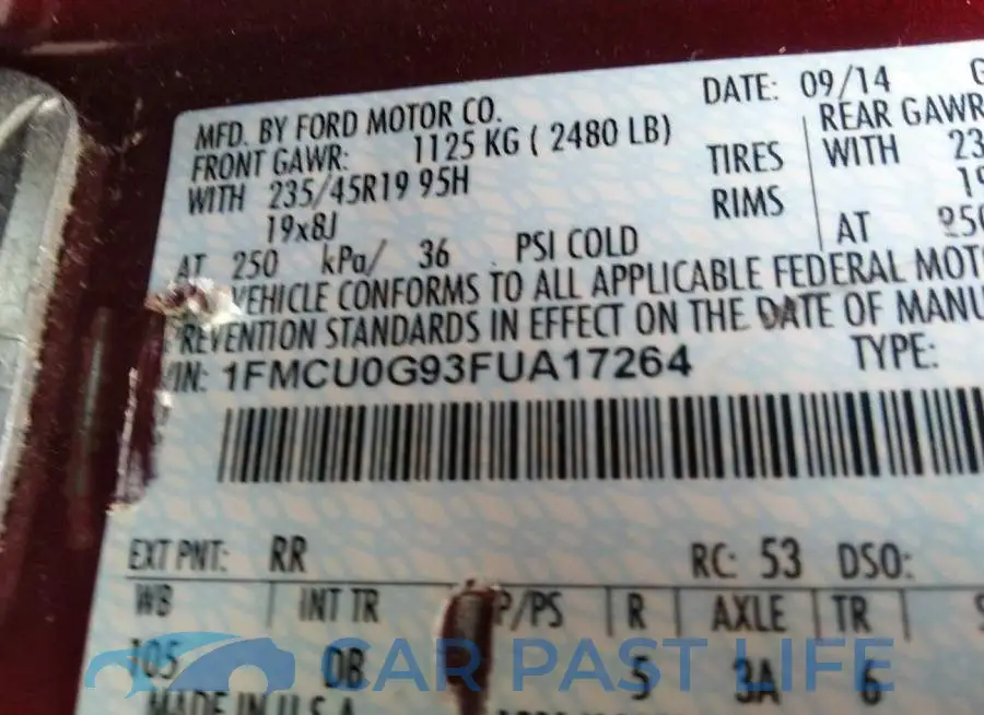 1FMCU0G93FUA17264# 9