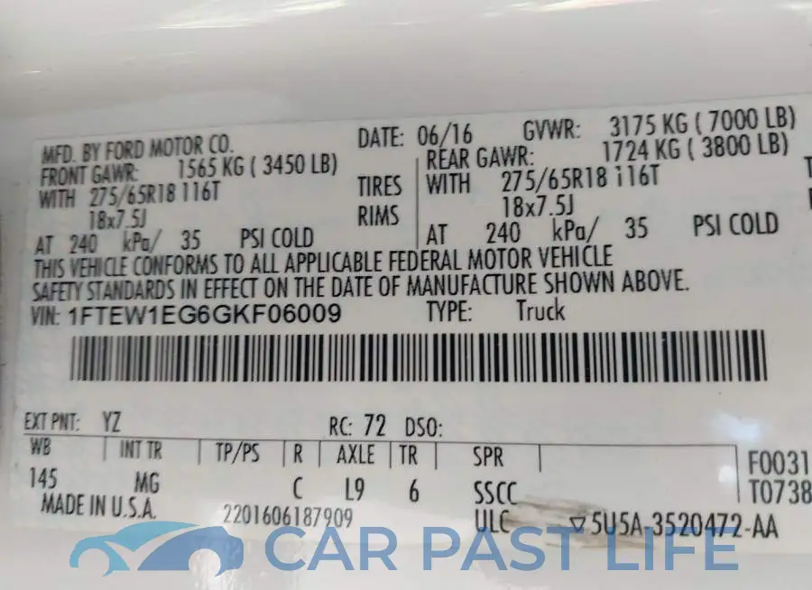 1FTEW1EG6GKF06009# 9