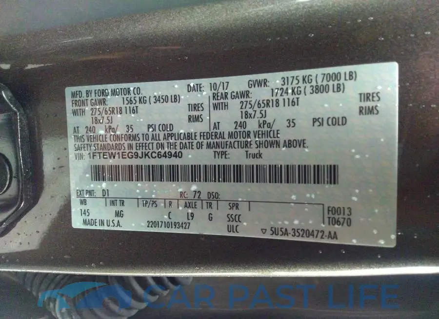 1FTEW1EG9JKC64940# 9