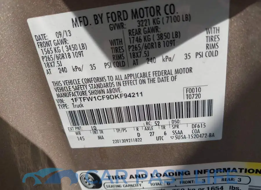 1FTFW1CF9DKF94211# 9