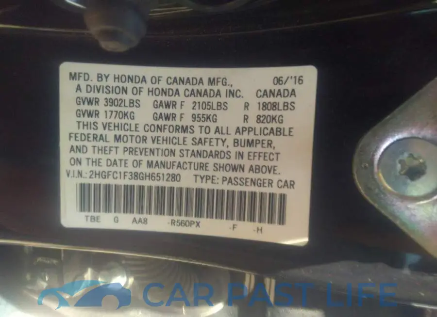 2HGFC1F38GH651280# 9