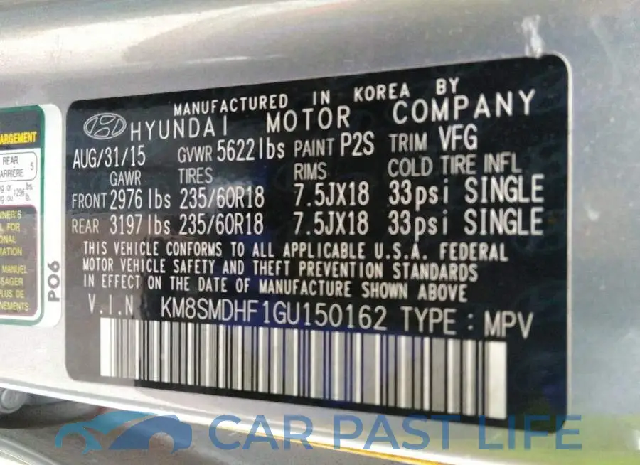 KM8SMDHF1GU150162# 9