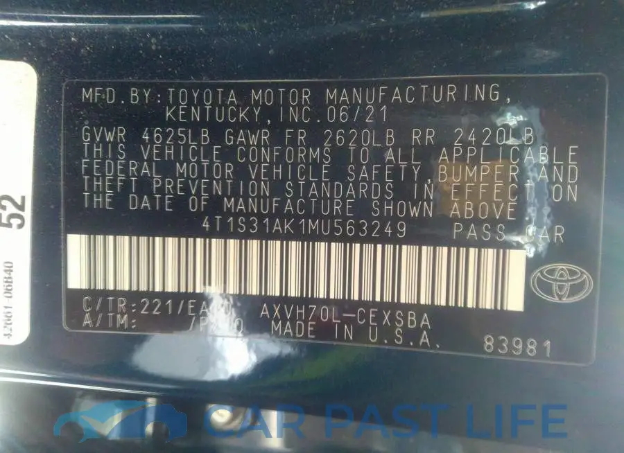 4T1S31AK1MU563249# 9