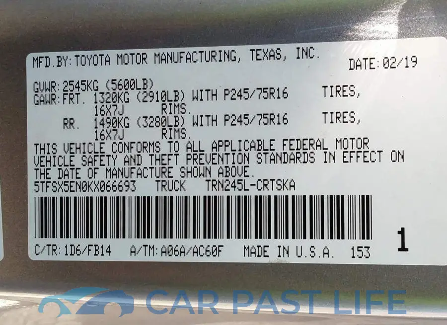 5TFSX5EN0KX066693# 9