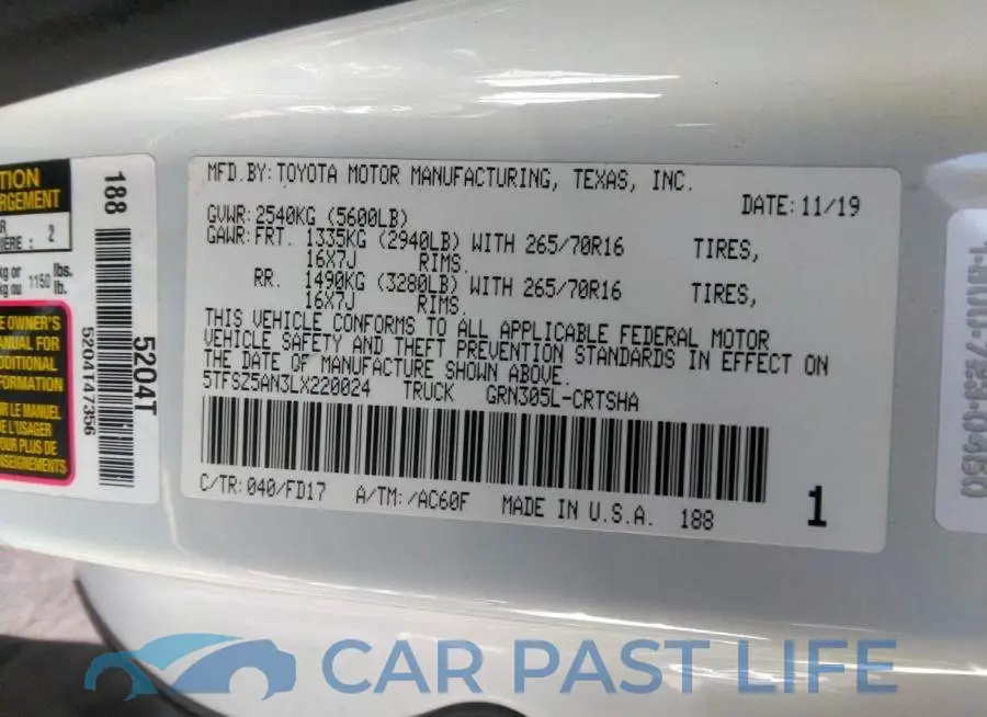 5TFSZ5AN3LX220024# 9