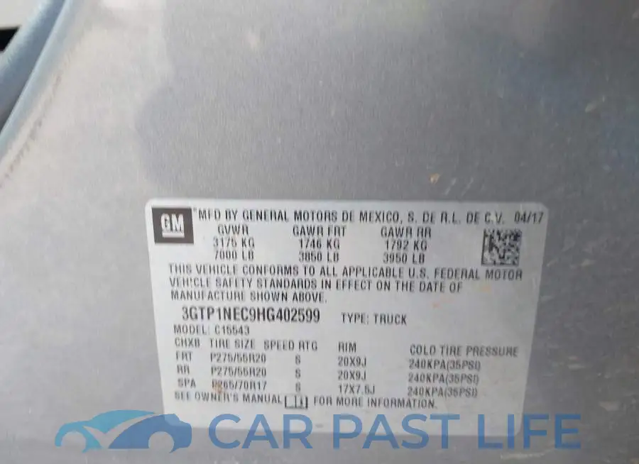 3GTP1NEC9HG402599# 9