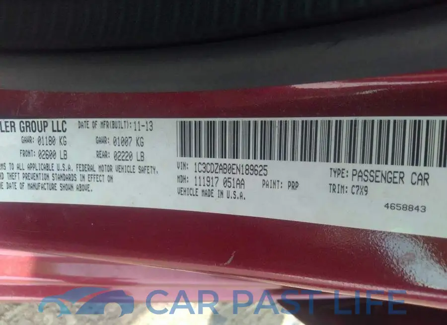 1C3CDZAB0EN189625# 9