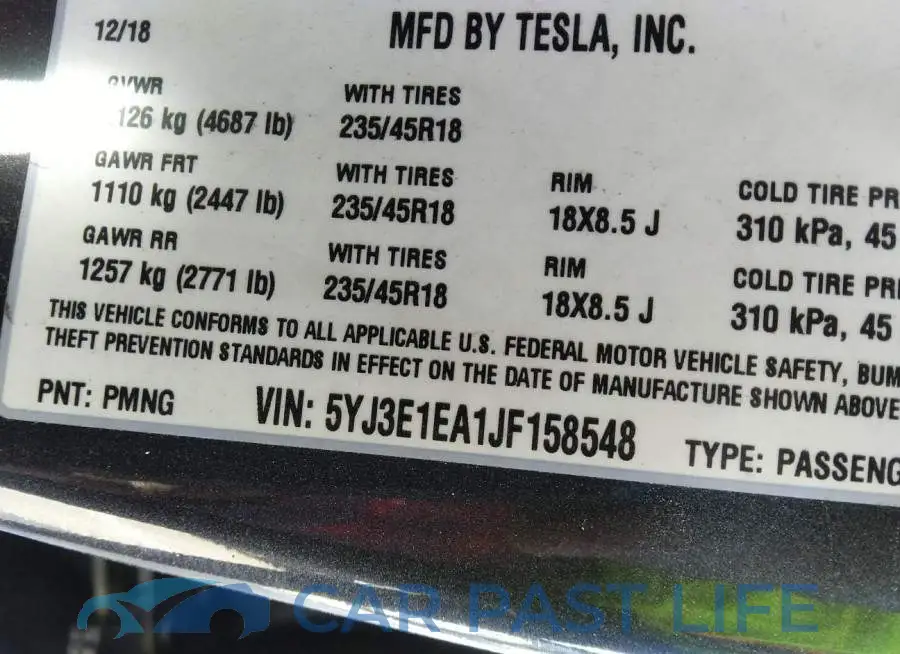 5YJ3E1EA1JF158548# 9