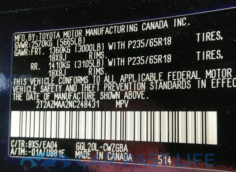 2T2AZMAA2NC248431# 9