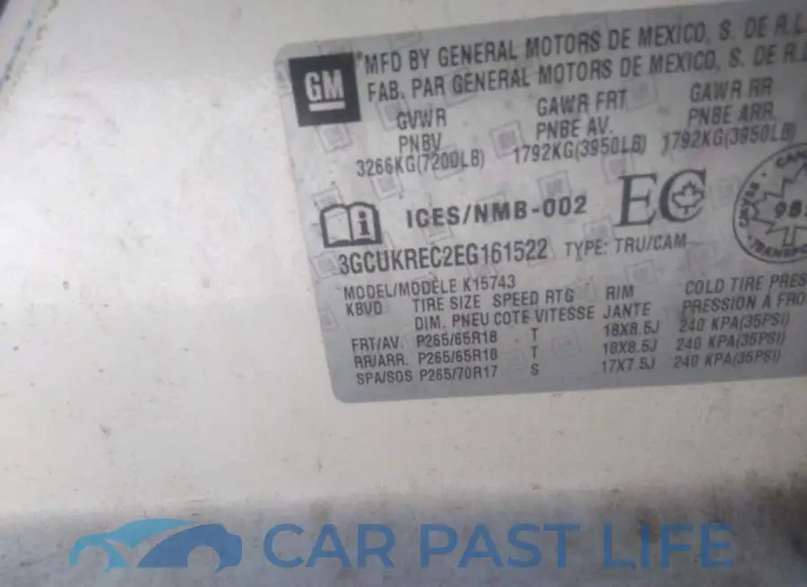 3GCUKREC2EG161522# 9