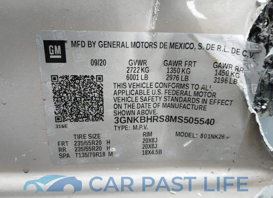 3GNKBHRS8MS505540# 9