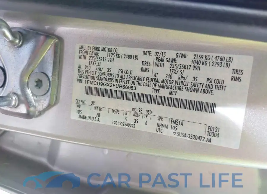 1FMCU9GX2FUB66963# 9