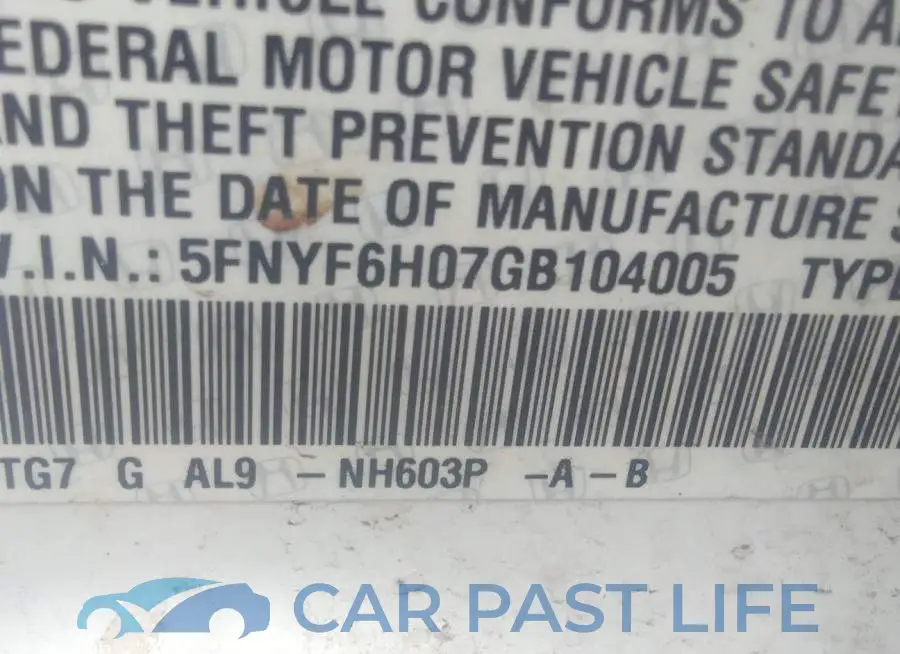 5FNYF6H07GB104005# 9