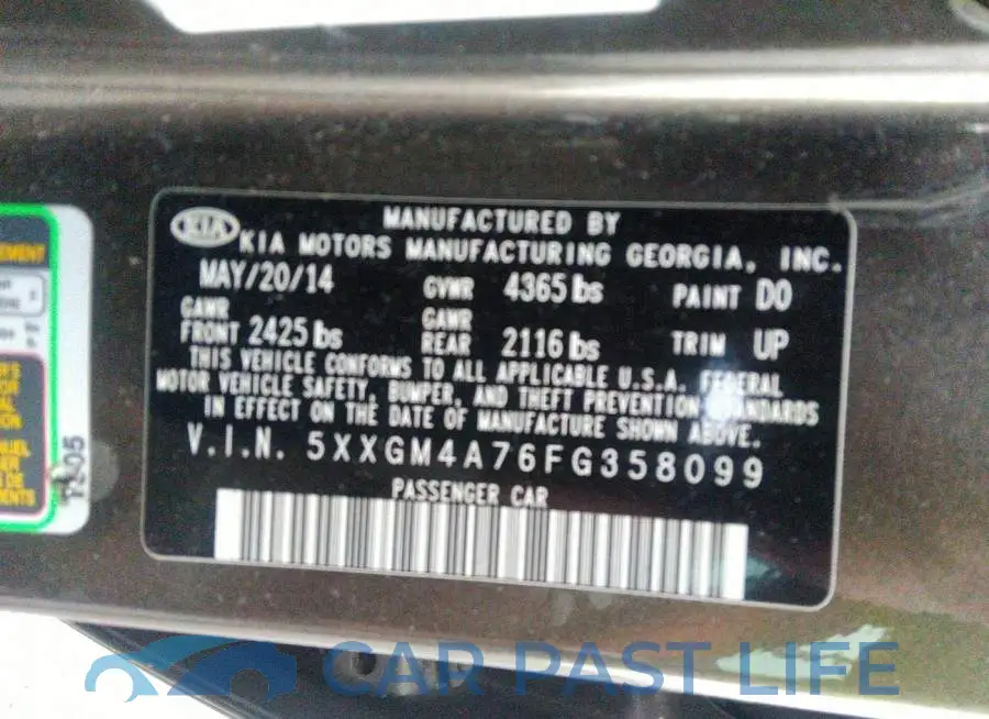 5XXGM4A76FG358099# 9