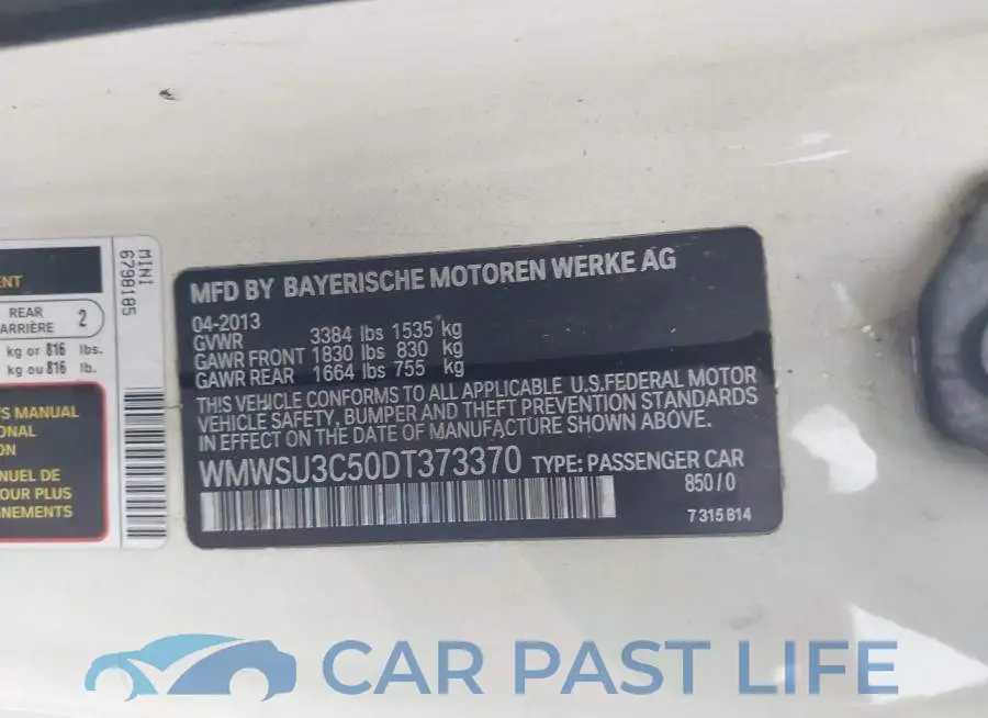 WMWSU3C50DT373370# 9