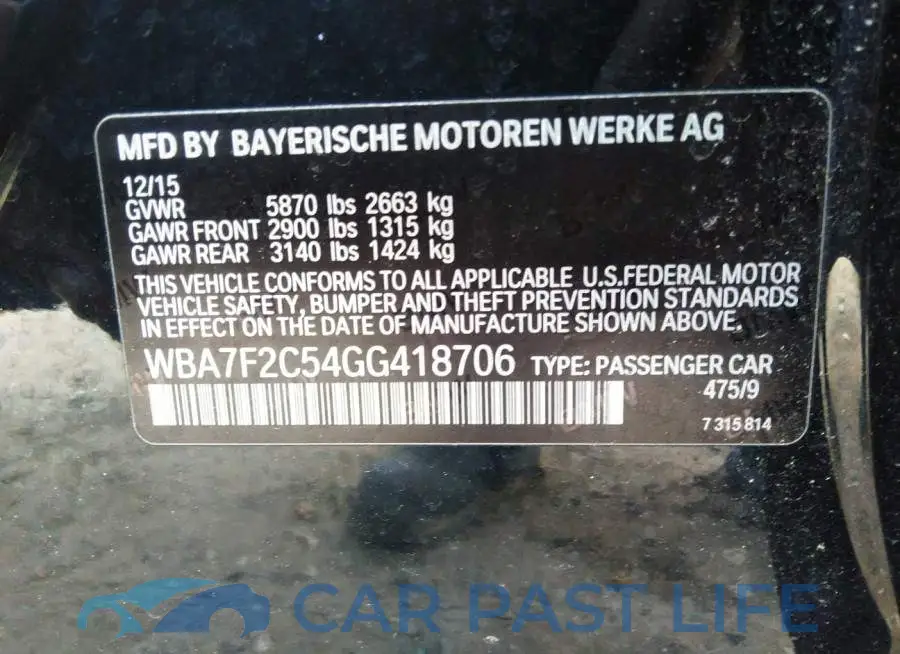 WBA7F2C54GG418706# 9
