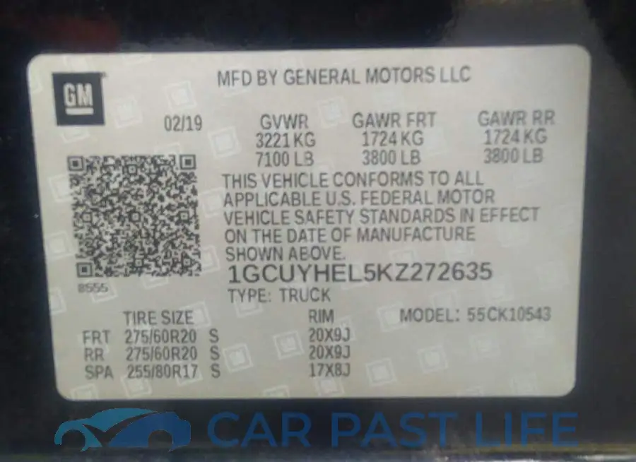 1GCUYHEL5KZ272635# 9