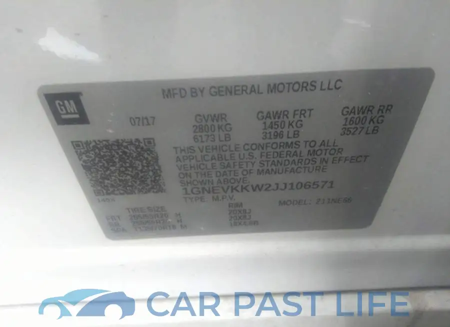1GNEVKKW2JJ106571# 9